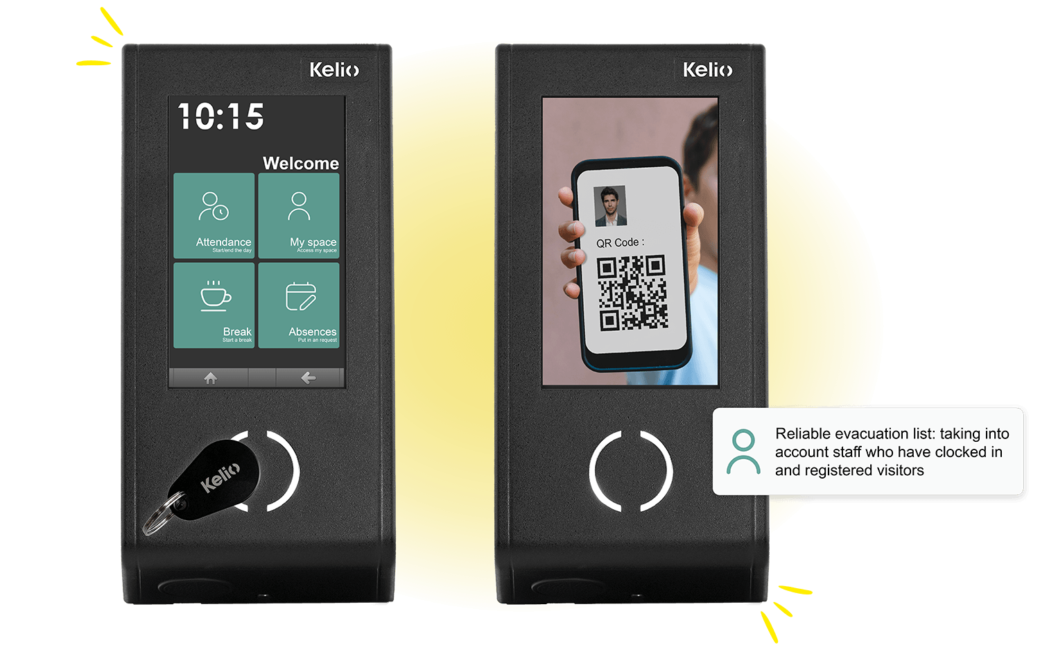Kelio access readers enabling connection to the HRIS and the generation of evacuation lists in the event of a fire