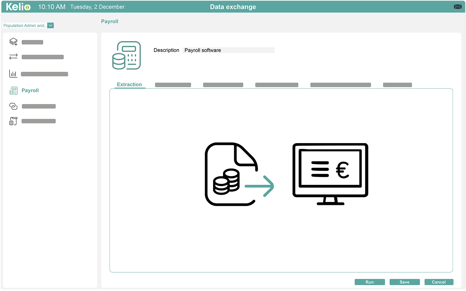 Kelio software time management screen for preparing payroll