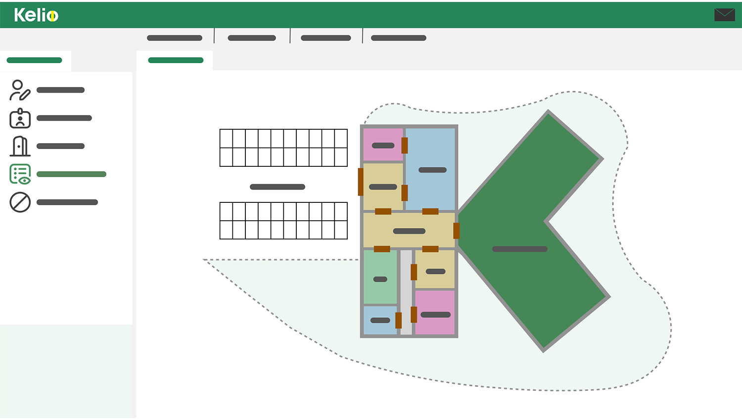 Ecran pour superviser et gérer les accès d'une salle