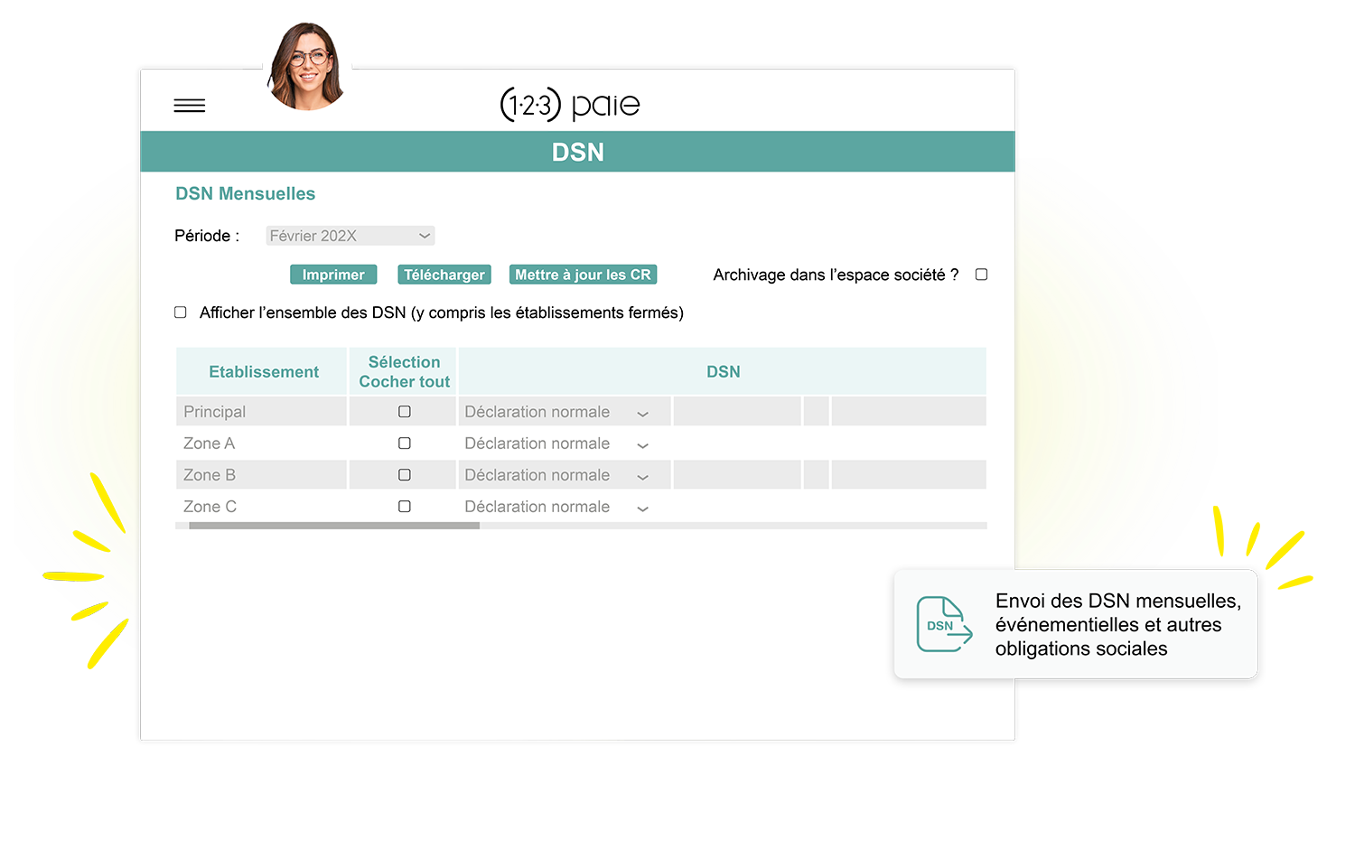 Interface Kelio de gestion et télétransmission des DSN mensuelles et des déclarations sociales