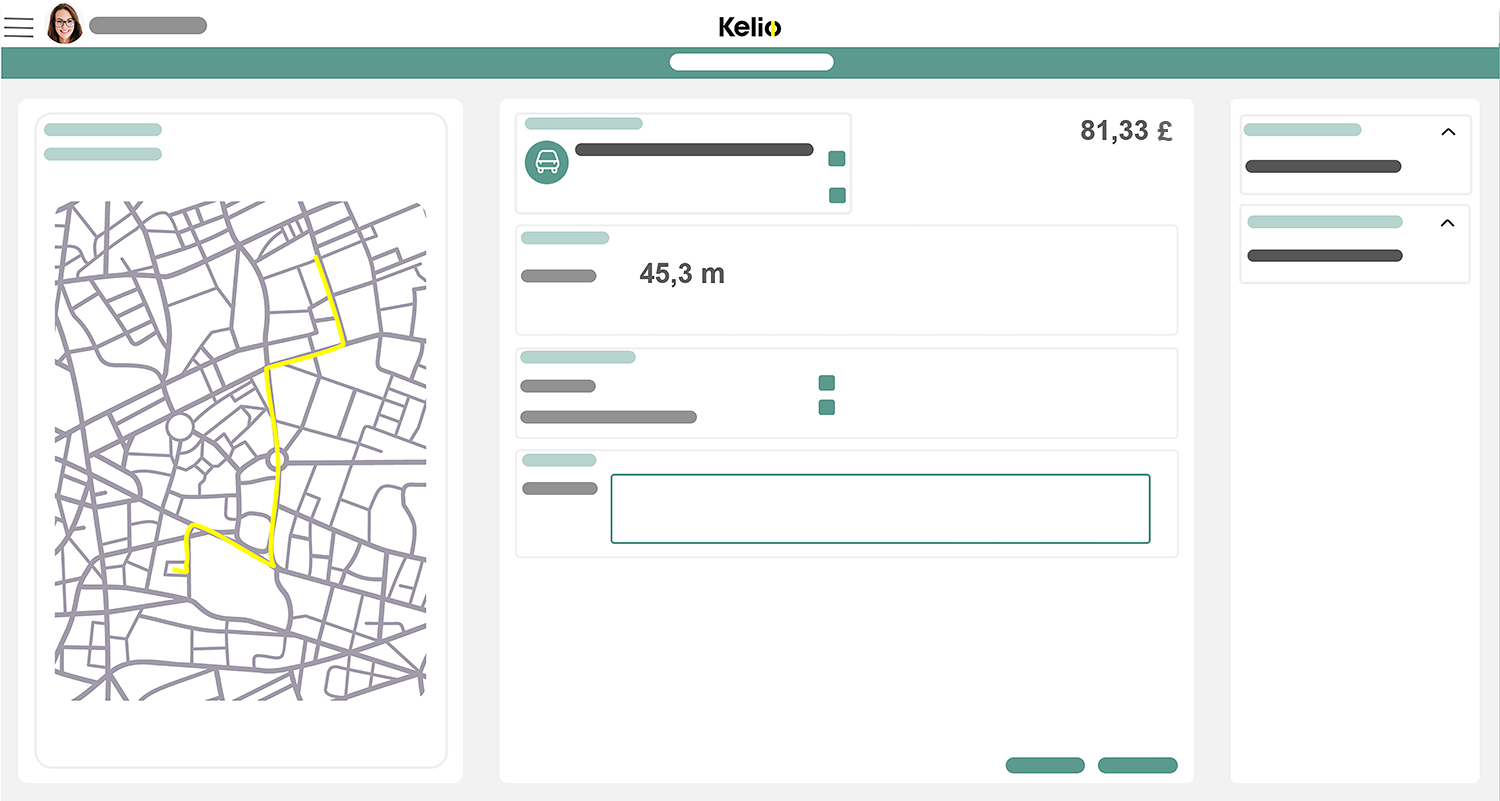 Kelio software expense form screen for automating mileage allowances