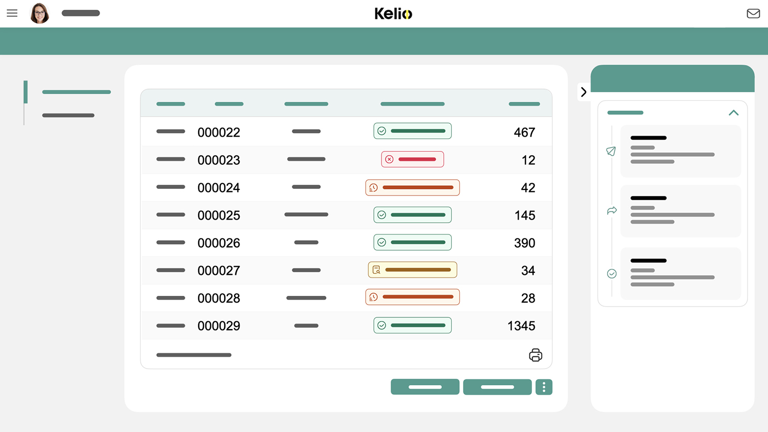 Kelio software manager’s expense form screen for managing validation workflows