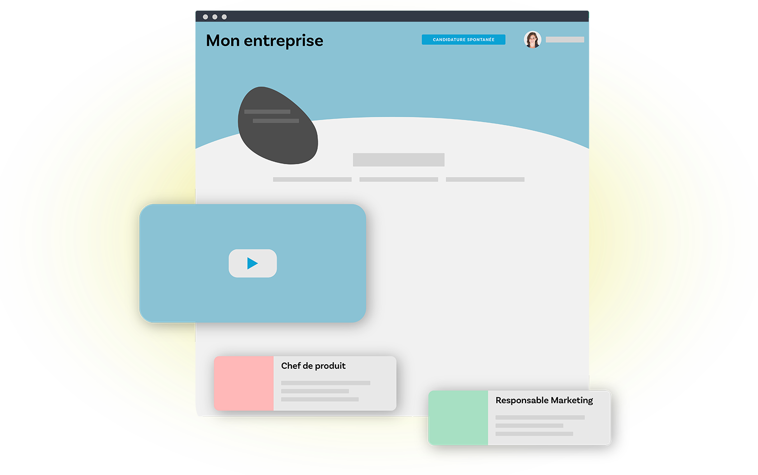 Aperçu d'un site carrière d'entreprise avec vidéo de présentation et offres RH