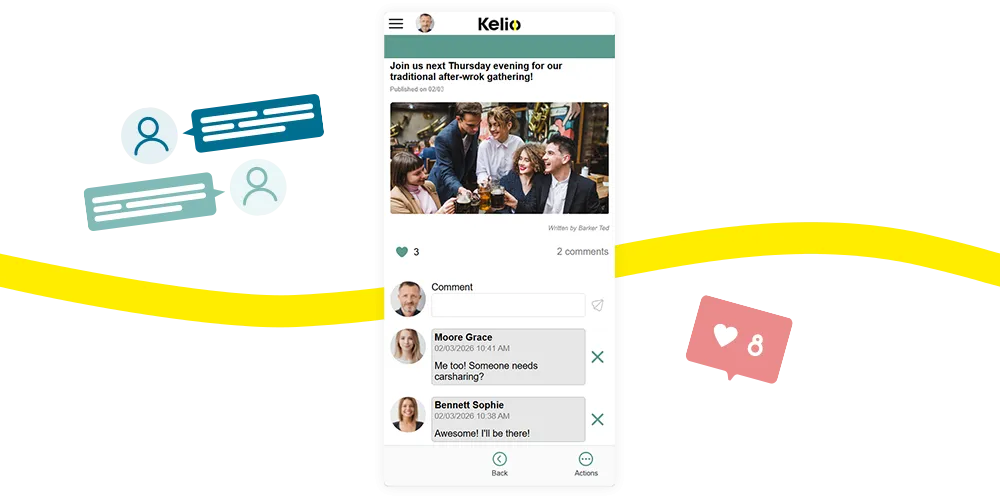 The Kelio portal functions like a genuine social media platform, bringing together news, insider accounts and the ability for employees to like and comment