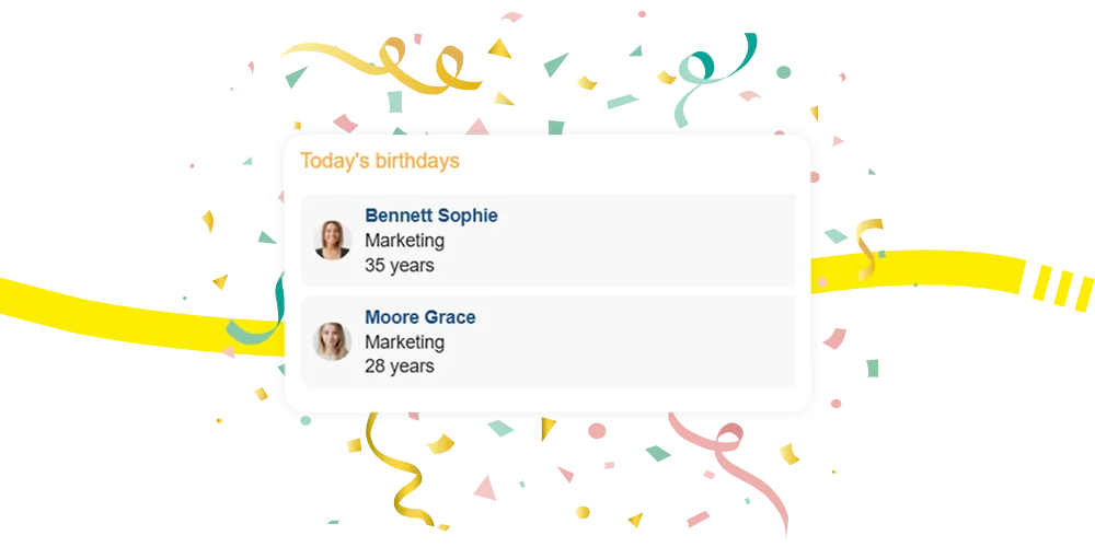 Birthday and work anniversary notifications on the Kelio software to bolster recognition and foster loyalty