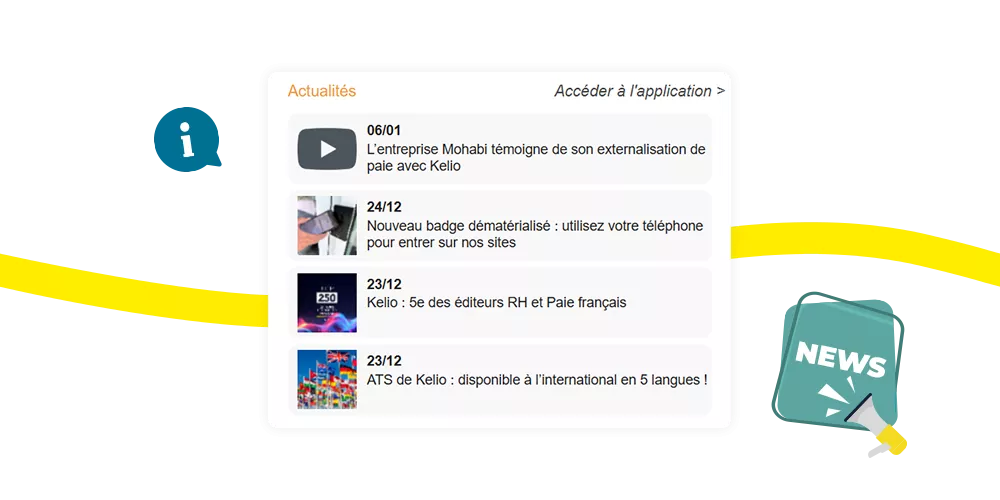 Fil d'actualités Kelio filtré par service et site pour une communication interne pertinente