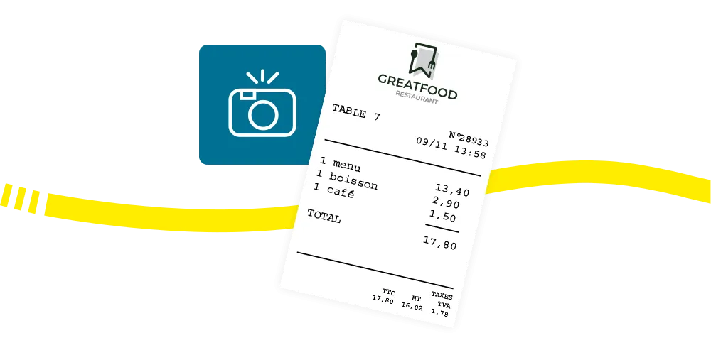 Numérisation d'un ticket de restaurant via l'OCR du logiciel de note de frais Kelio