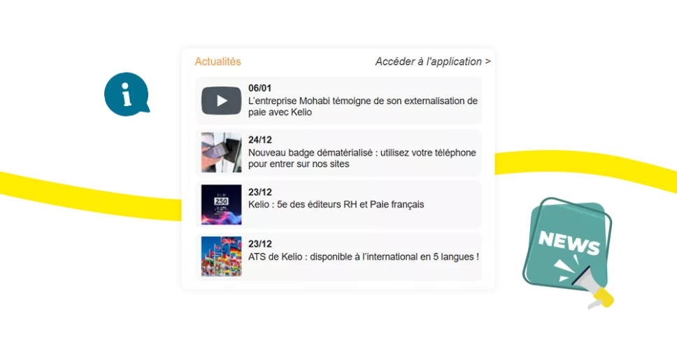 Fil d'actualités Kelio filtré par service et site pour une communication interne pertinente