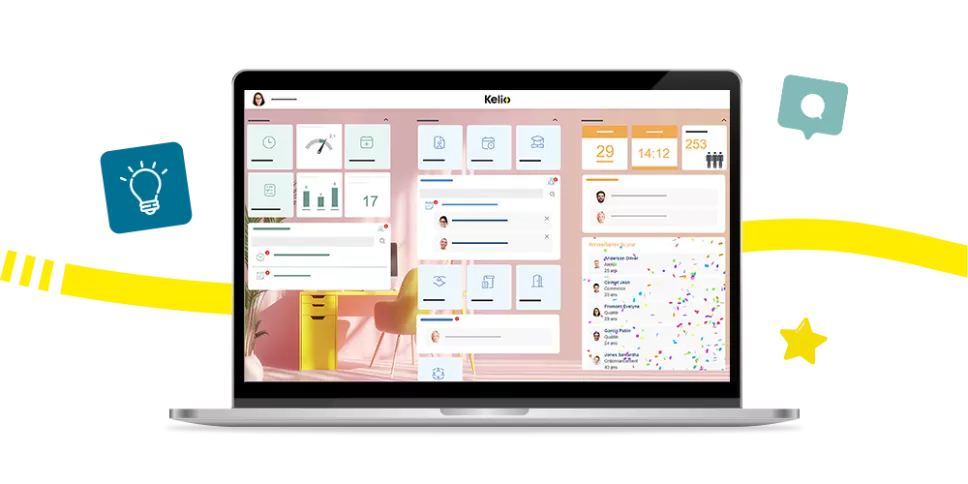 Logiciel Kelio : Interface de partage des projets stratégiques et réussites collectives en entreprise