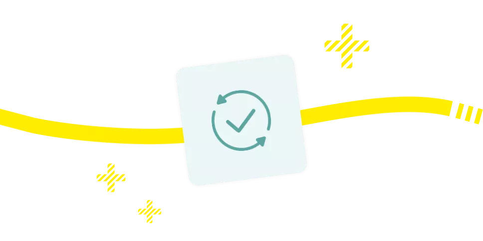 Cycle and checkmark symbol: carrying out regular maintenance and upkeep for access control hardware.