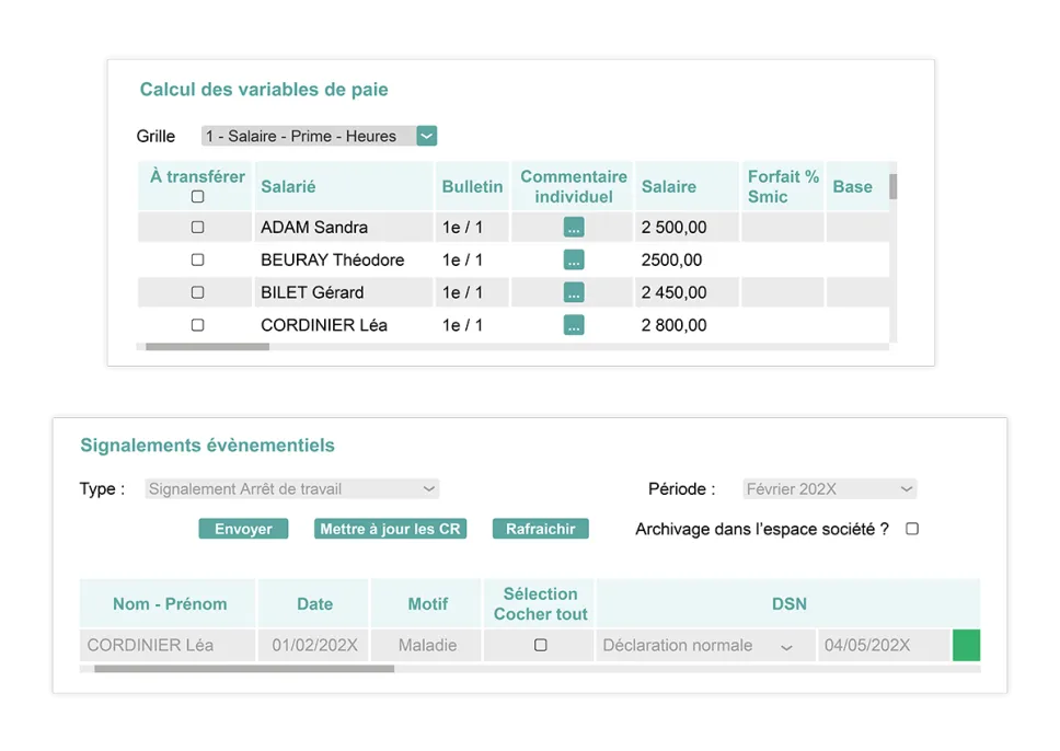 Interface Kelio de calcul automatique des variables de paie et d'envoi des DSN événementielles d'arrêt de travail