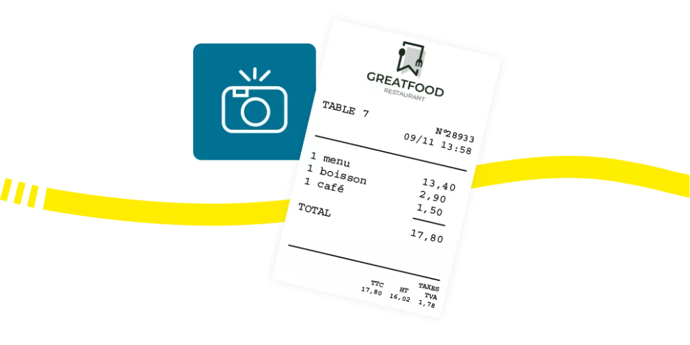Numérisation d'un ticket de restaurant via l'OCR du logiciel de note de frais Kelio