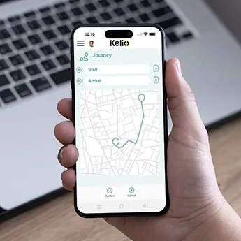 Kelio software expense form screen for entering mileage costs