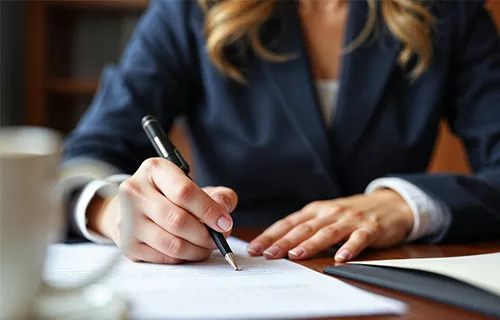 Illustration d'une personne qui regarde un contrat