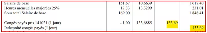 Indemnités sur le bulletin
