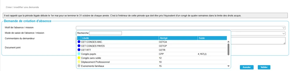 Choix du congé