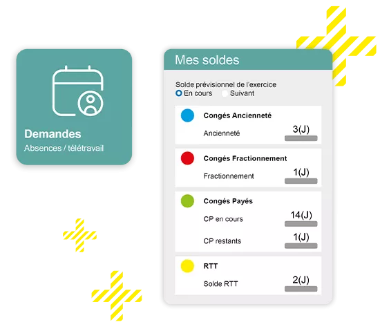 Affichage du solde de congés d'un collaborateur dans le logiciel Kelio