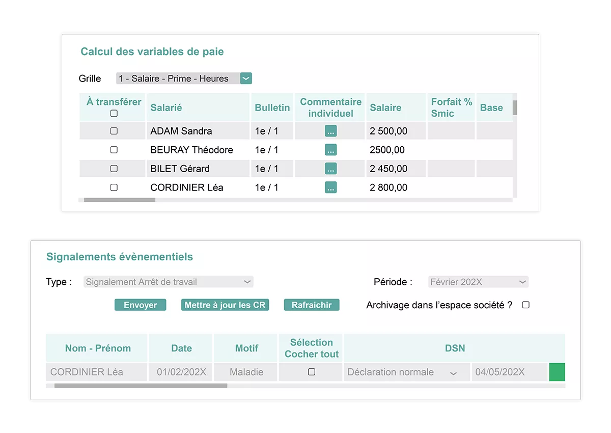 Interface Kelio de calcul automatique des variables de paie et d'envoi des DSN événementielles d'arrêt de travail