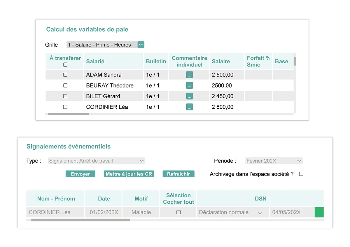 Interface Kelio de calcul automatique des variables de paie et d'envoi des DSN événementielles d'arrêt de travail