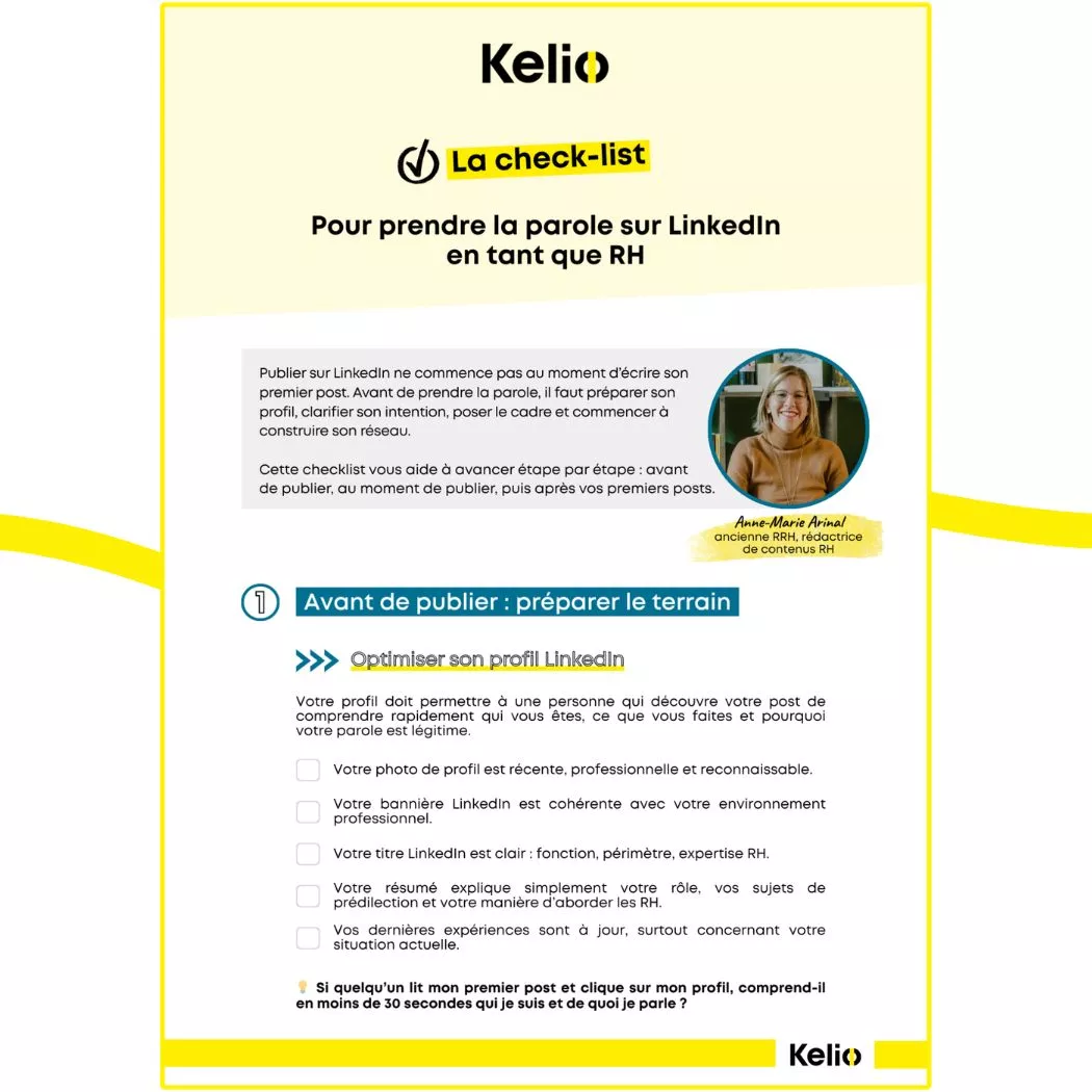 Check-list pour prendre la parole sur LinkedIn en tant que RH