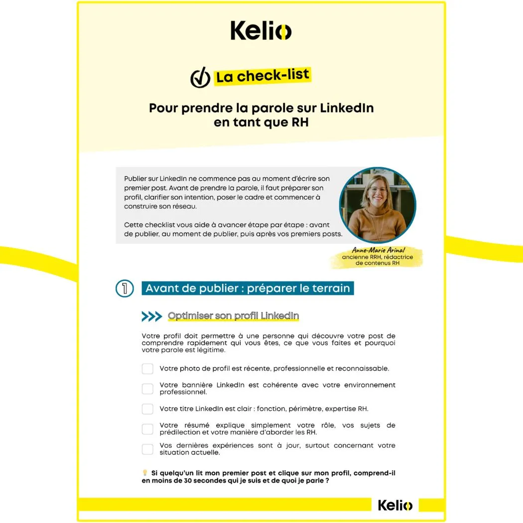 Check-list pour prendre la parole sur LinkedIn en tant que RH